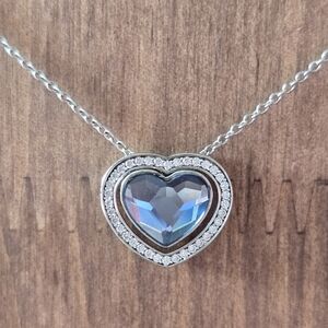 NINASUN Sterling Silver Necklace With Blue Dancing Swarovski